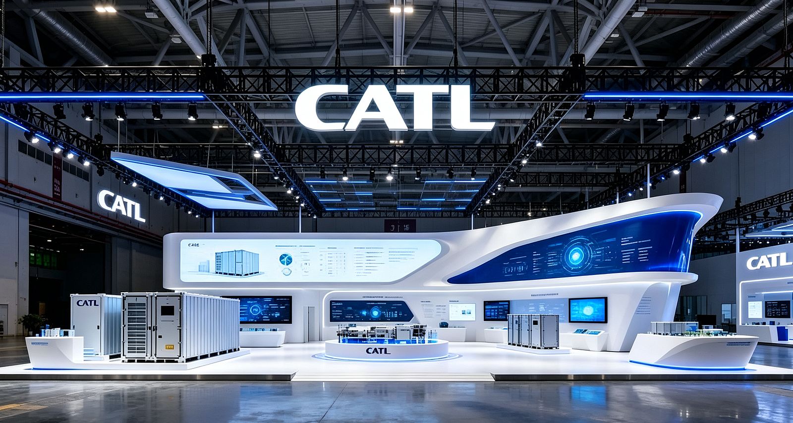 บูธ CATL ผู้ผลิตแบตเตอรี่ EV เบอร์ 1 ของโลกในงานแสดงสินค้า